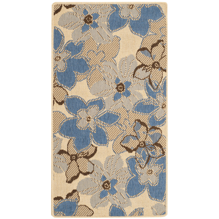 SAFAVIEH Outdoor CY4022B Courtyard Natural Brown / Blue Rug Image 3