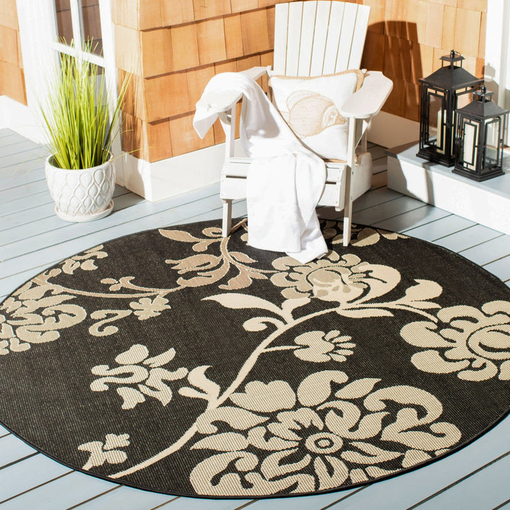 SAFAVIEH Outdoor CY4027D Courtyard Black Natural / Brown Rug Image 2