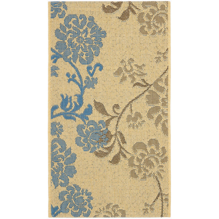 SAFAVIEH Outdoor CY4027B Courtyard Natural Brown / Blue Rug Image 6