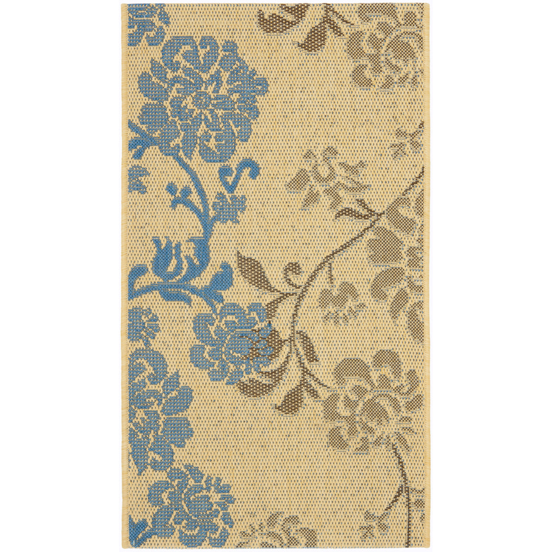 SAFAVIEH Outdoor CY4027B Courtyard Natural Brown / Blue Rug Image 9