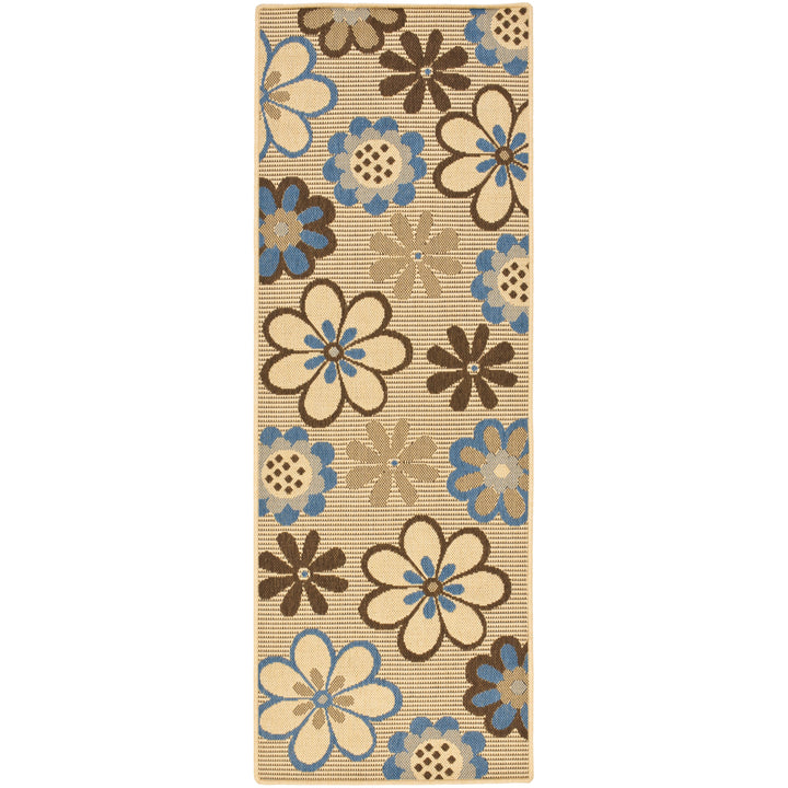 SAFAVIEH Outdoor CY4035B Courtyard Natural Brown / Blue Rug Image 5