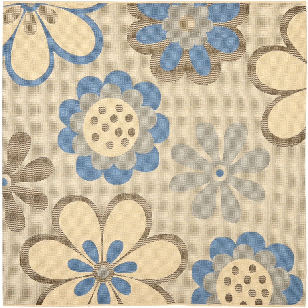 SAFAVIEH Outdoor CY4035B Courtyard Natural Brown / Blue Rug Image 6