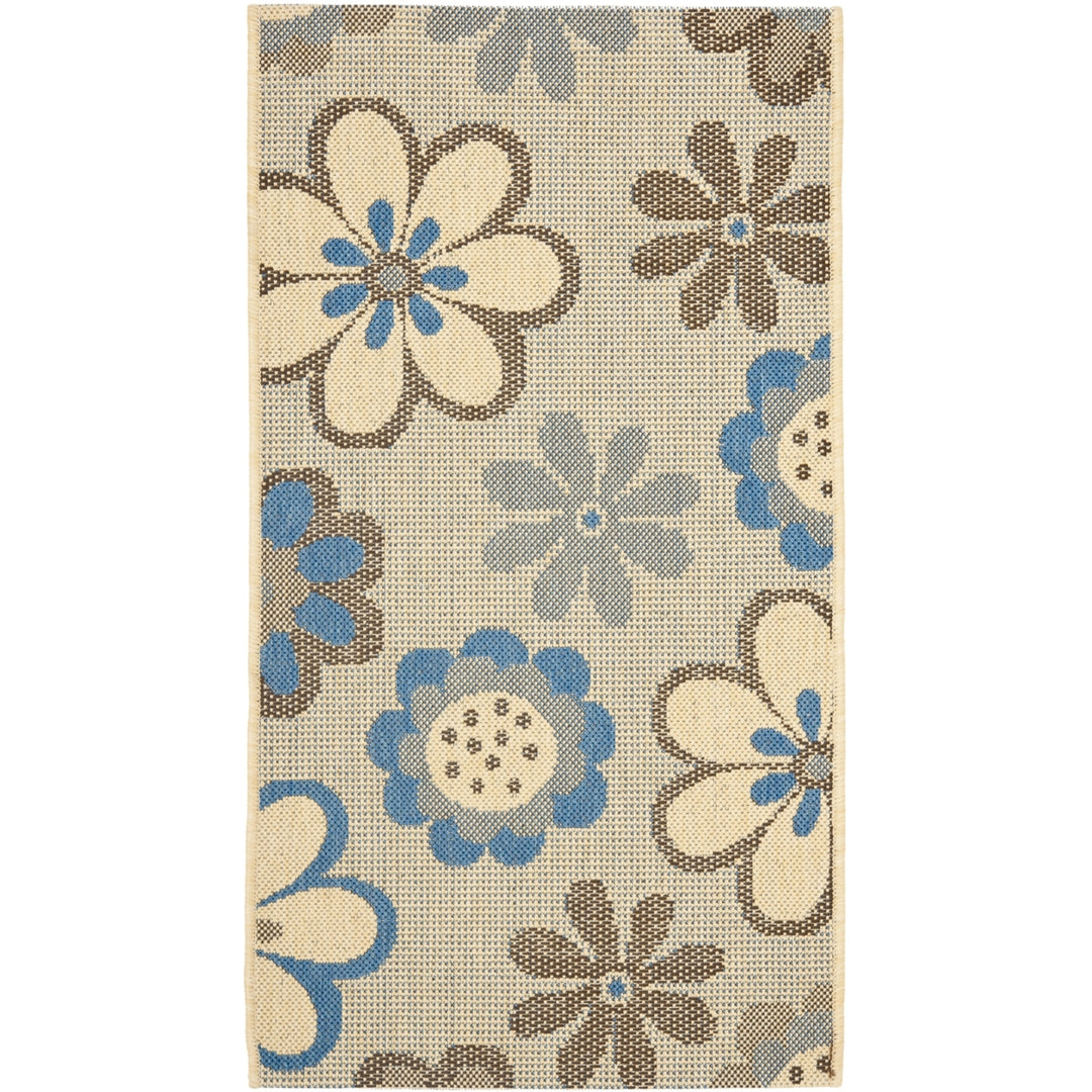SAFAVIEH Outdoor CY4035B Courtyard Natural Brown / Blue Rug Image 9