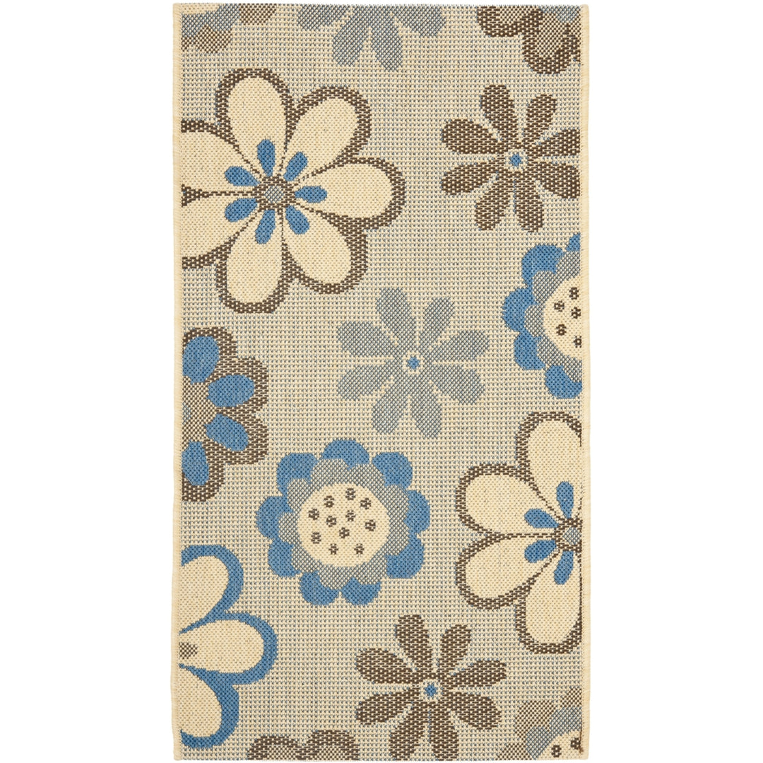 SAFAVIEH Outdoor CY4035B Courtyard Natural Brown / Blue Rug Image 1