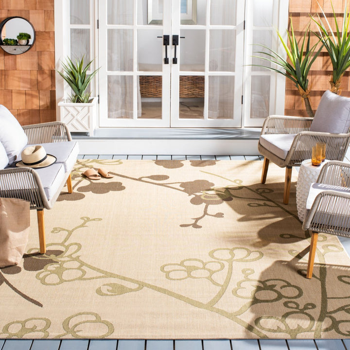 SAFAVIEH Indoor Outdoor CY4038A Courtyard Natural / Olive Rug Image 1