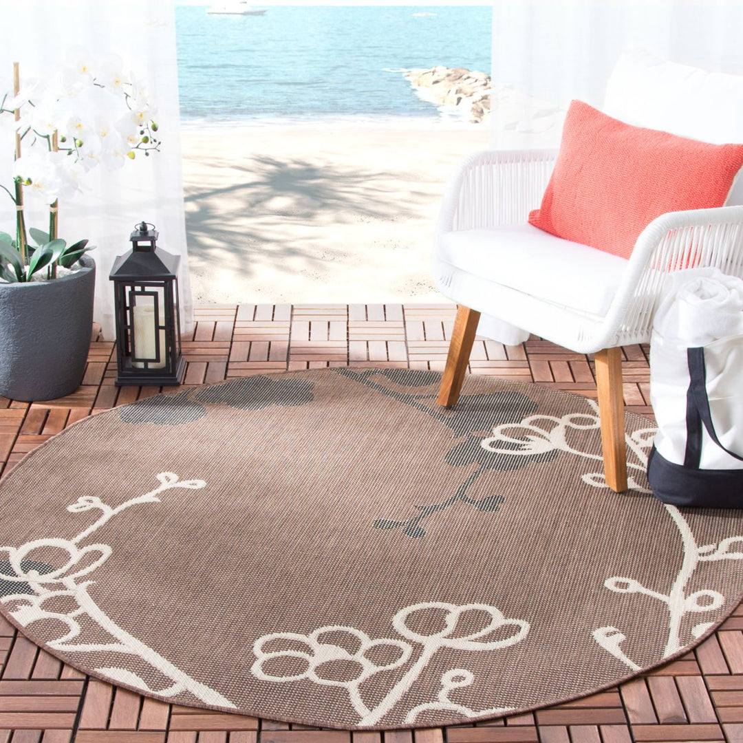 SAFAVIEH Outdoor CY4038D Courtyard Brown Natural / Black Rug Image 2