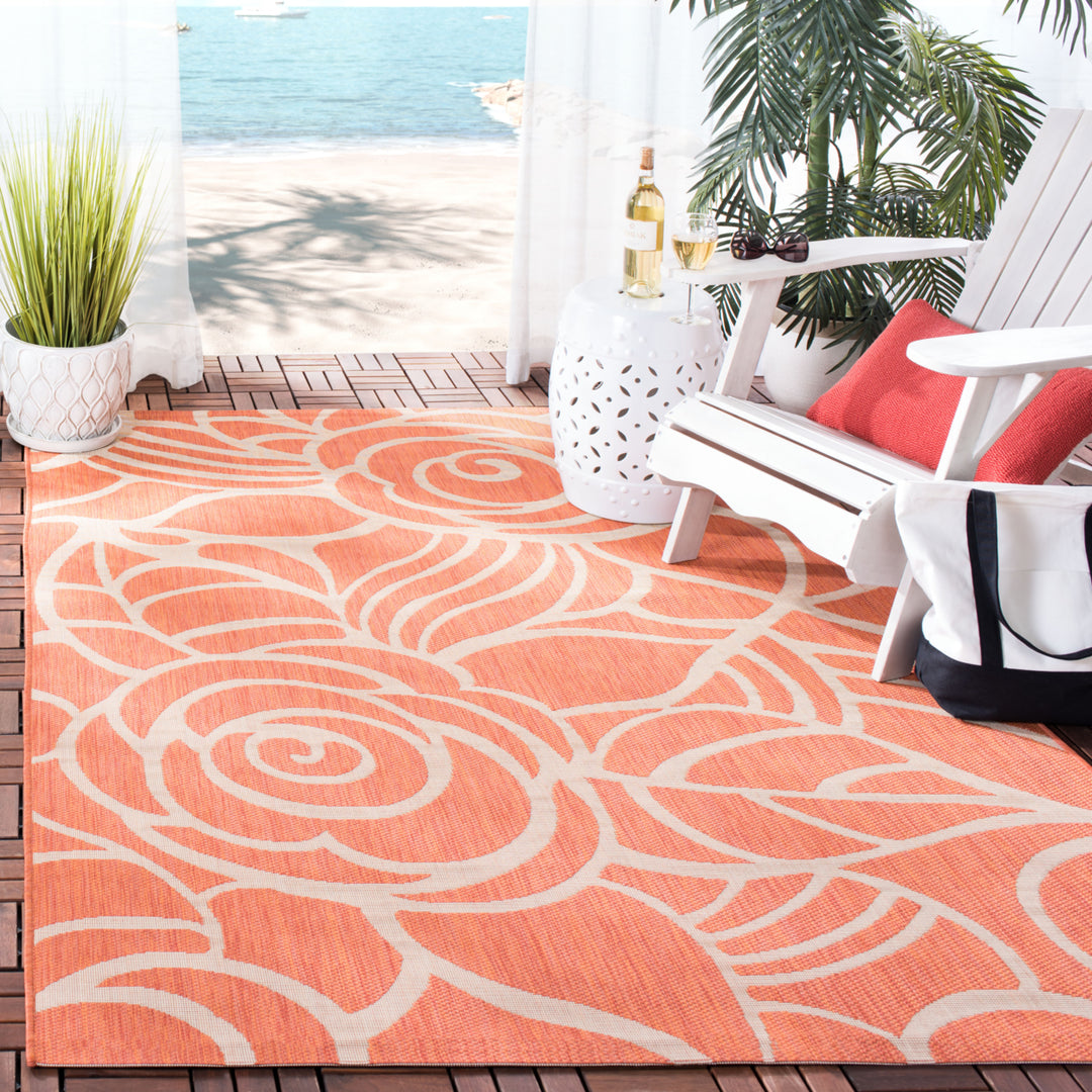 SAFAVIEH Outdoor CY5141A Courtyard Collection Rust / Sand Rug Image 1