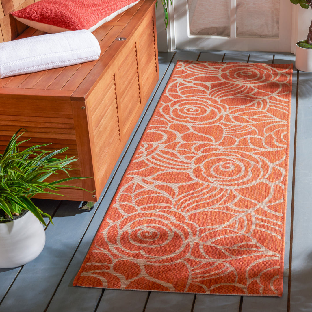 SAFAVIEH Outdoor CY5141A Courtyard Collection Rust / Sand Rug Image 2