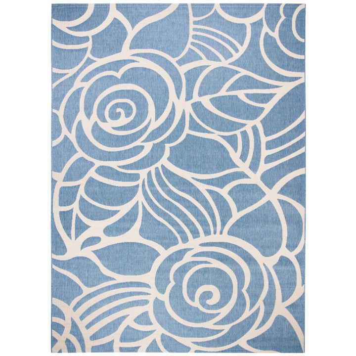 SAFAVIEH Indoor Outdoor CY5141C Courtyard Blue / Beige Rug Image 1