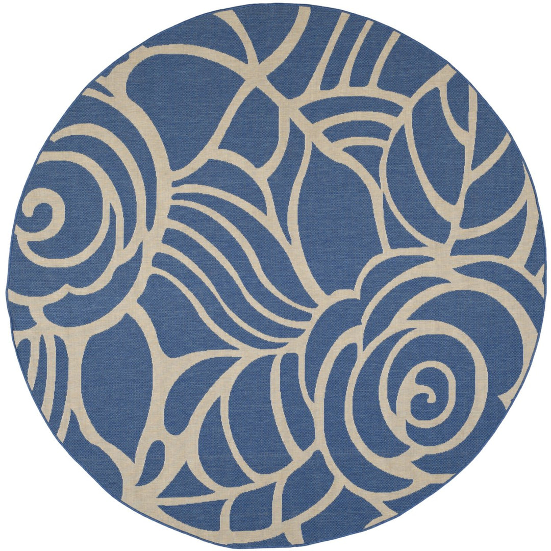 SAFAVIEH Indoor Outdoor CY5141C Courtyard Blue / Beige Rug Image 1