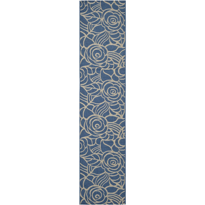 SAFAVIEH Indoor Outdoor CY5141C Courtyard Blue / Beige Rug Image 1