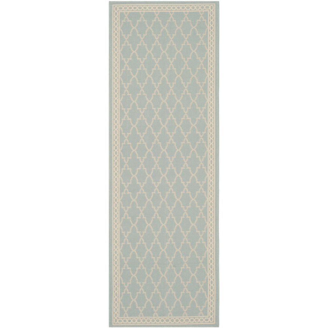 SAFAVIEH Indoor Outdoor CY5142-223 Courtyard Aqua / Beige Rug Image 4