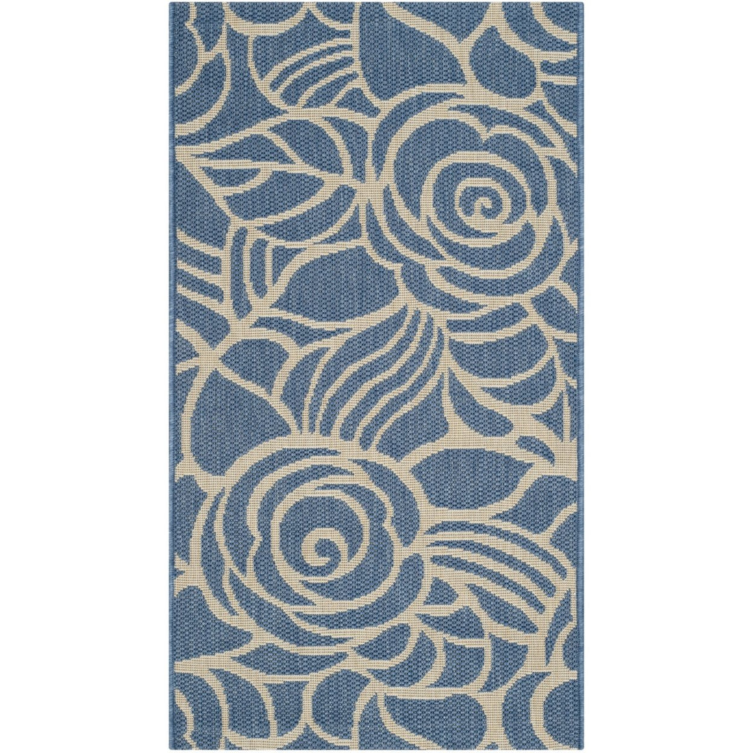 SAFAVIEH Indoor Outdoor CY5141C Courtyard Blue / Beige Rug Image 1