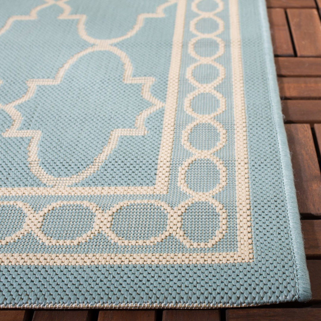 SAFAVIEH Indoor Outdoor CY5142-223 Courtyard Aqua / Beige Rug Image 5