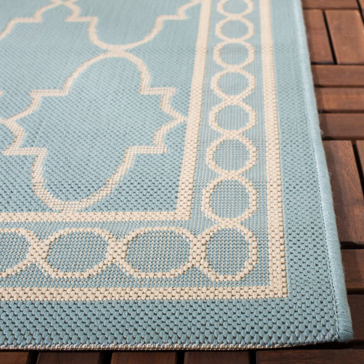 SAFAVIEH Indoor Outdoor CY5142-223 Courtyard Aqua / Beige Rug Image 5