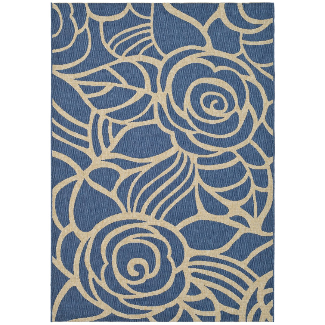 SAFAVIEH Indoor Outdoor CY5141C Courtyard Blue / Beige Rug Image 1