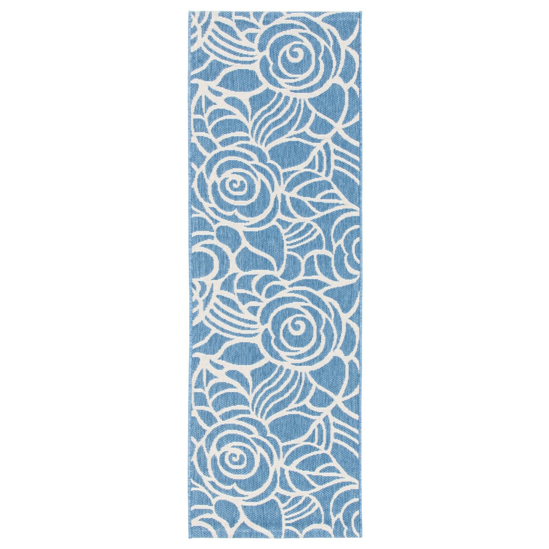 SAFAVIEH Indoor Outdoor CY5141C Courtyard Blue / Beige Rug Image 1