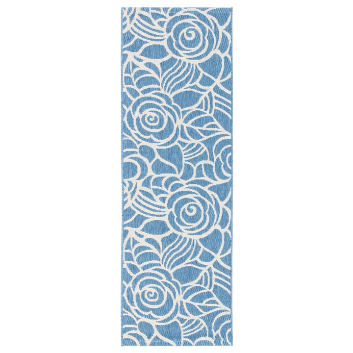 SAFAVIEH Indoor Outdoor CY5141C Courtyard Blue / Beige Rug Image 1