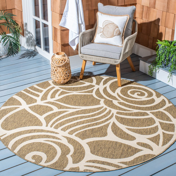 SAFAVIEH Indoor Outdoor CY5141B Courtyard Coffee / Sand Rug Image 10