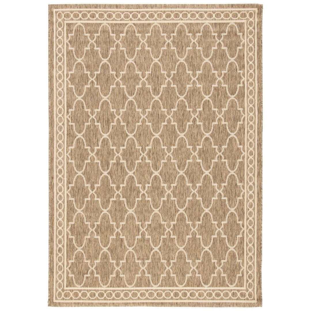 SAFAVIEH Outdoor CY5142B Courtyard Dark Beige / Beige Rug Image 1