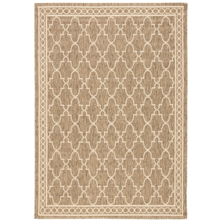 SAFAVIEH Outdoor CY5142B Courtyard Dark Beige / Beige Rug Image 1