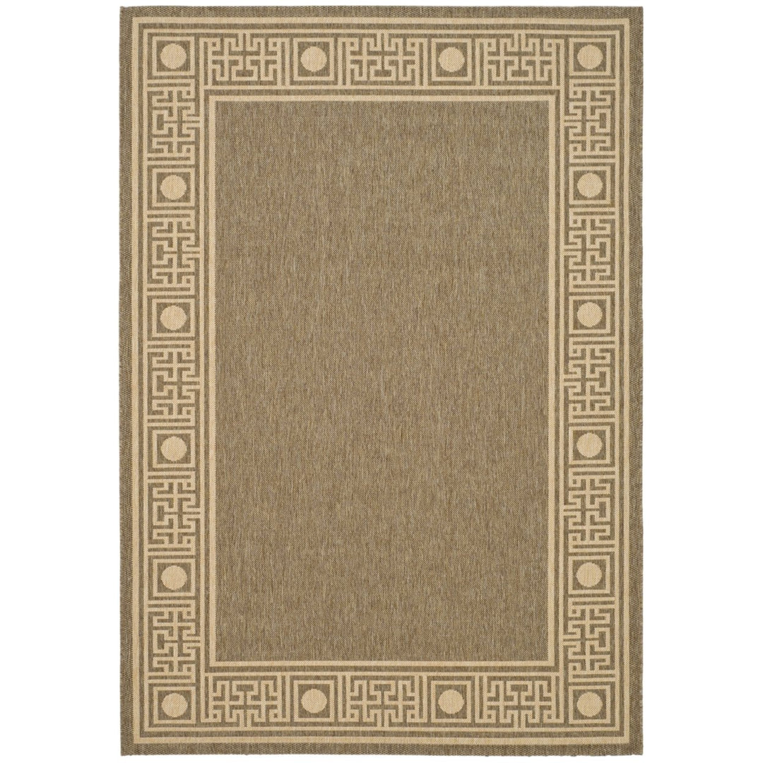 SAFAVIEH Outdoor CY5143B Courtyard Dark Beige / Beige Rug Image 1