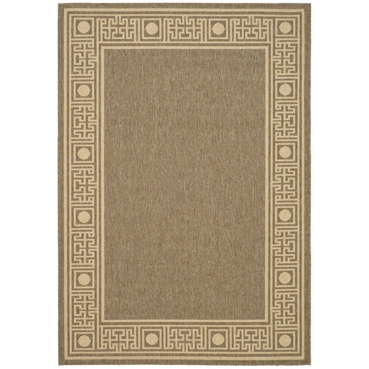 SAFAVIEH Outdoor CY5143B Courtyard Dark Beige / Beige Rug Image 1