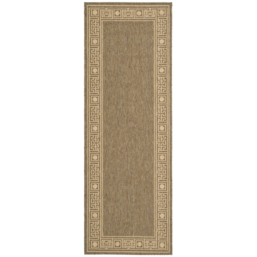 SAFAVIEH Outdoor CY5143B Courtyard Dark Beige / Beige Rug Image 1