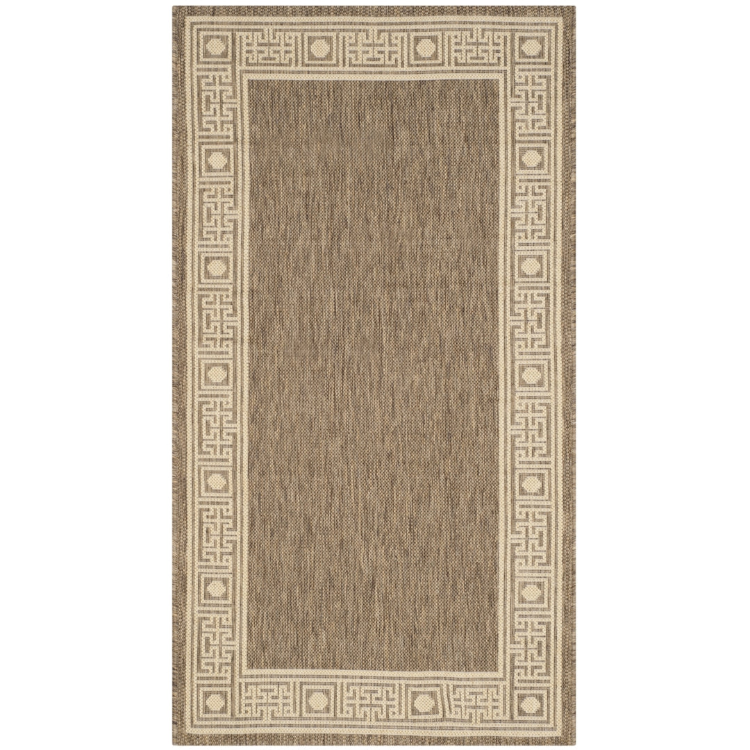 SAFAVIEH Outdoor CY5143B Courtyard Dark Beige / Beige Rug Image 6