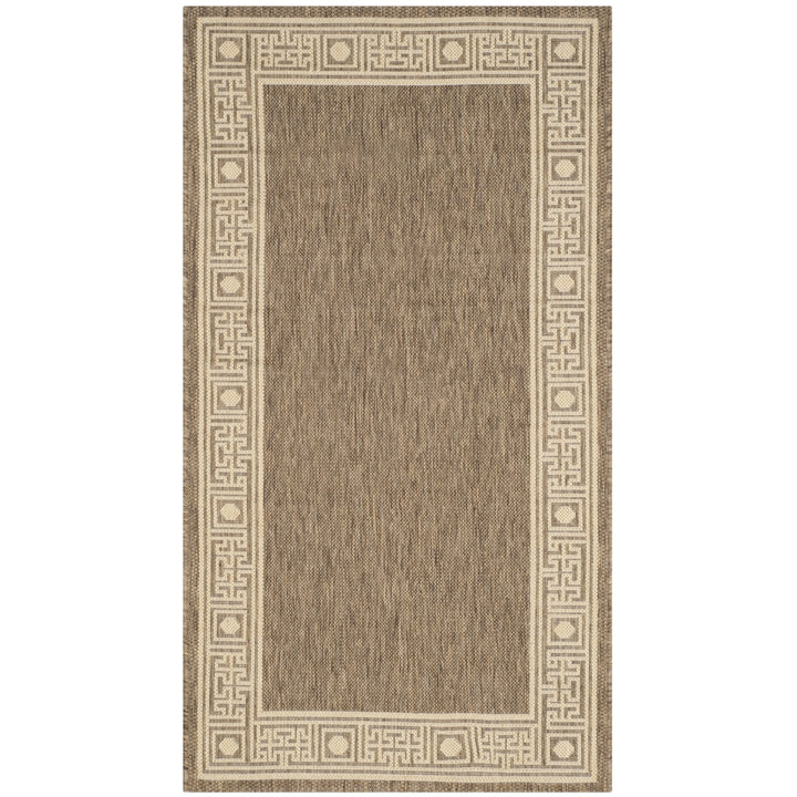 SAFAVIEH Outdoor CY5143B Courtyard Dark Beige / Beige Rug Image 6