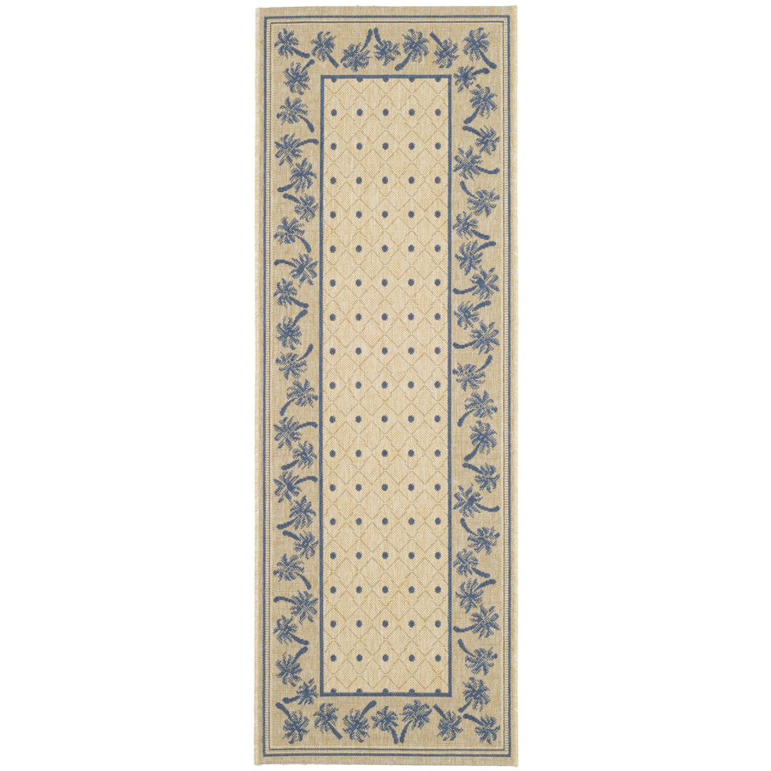 SAFAVIEH Indoor Outdoor CY5148F Courtyard Ivory / Blue Rug Image 1