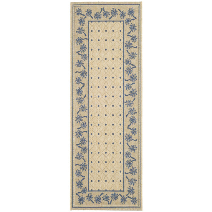 SAFAVIEH Indoor Outdoor CY5148F Courtyard Ivory / Blue Rug Image 1