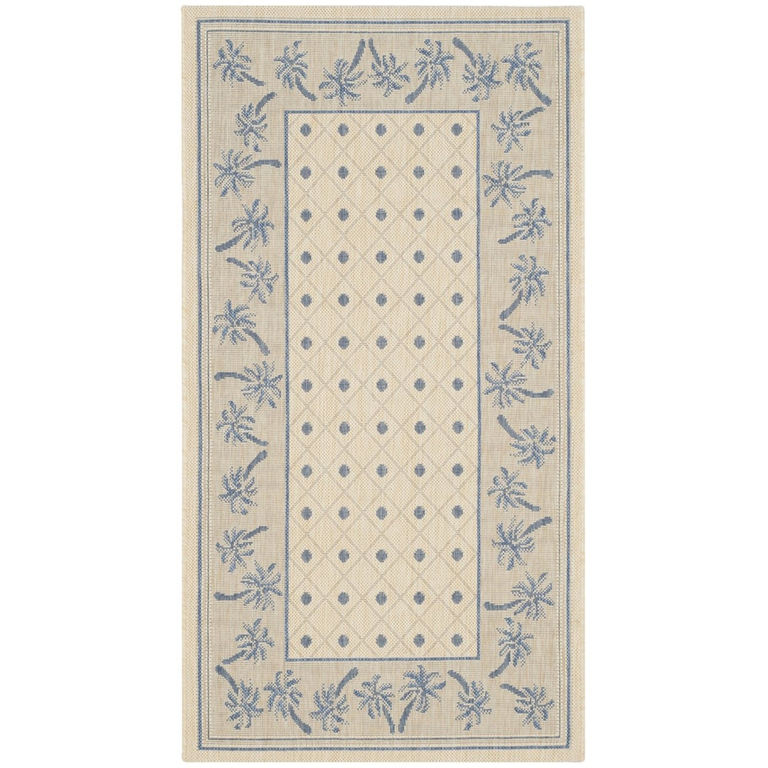 SAFAVIEH Indoor Outdoor CY5148F Courtyard Ivory / Blue Rug Image 1