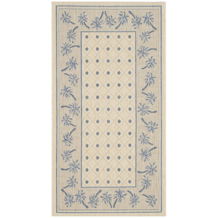 SAFAVIEH Indoor Outdoor CY5148F Courtyard Ivory / Blue Rug Image 1