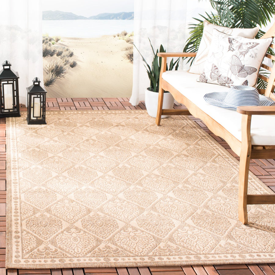 SAFAVIEH Indoor Outdoor CY5149B Courtyard Coffee / Sand Rug Image 1