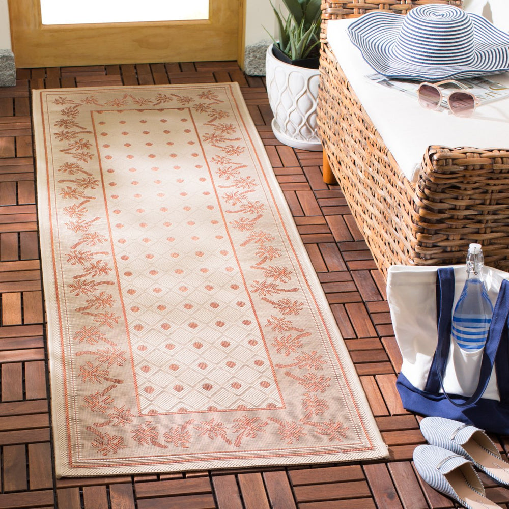 SAFAVIEH Indoor Outdoor CY5148J Courtyard Ivory / Rust Rug Image 2