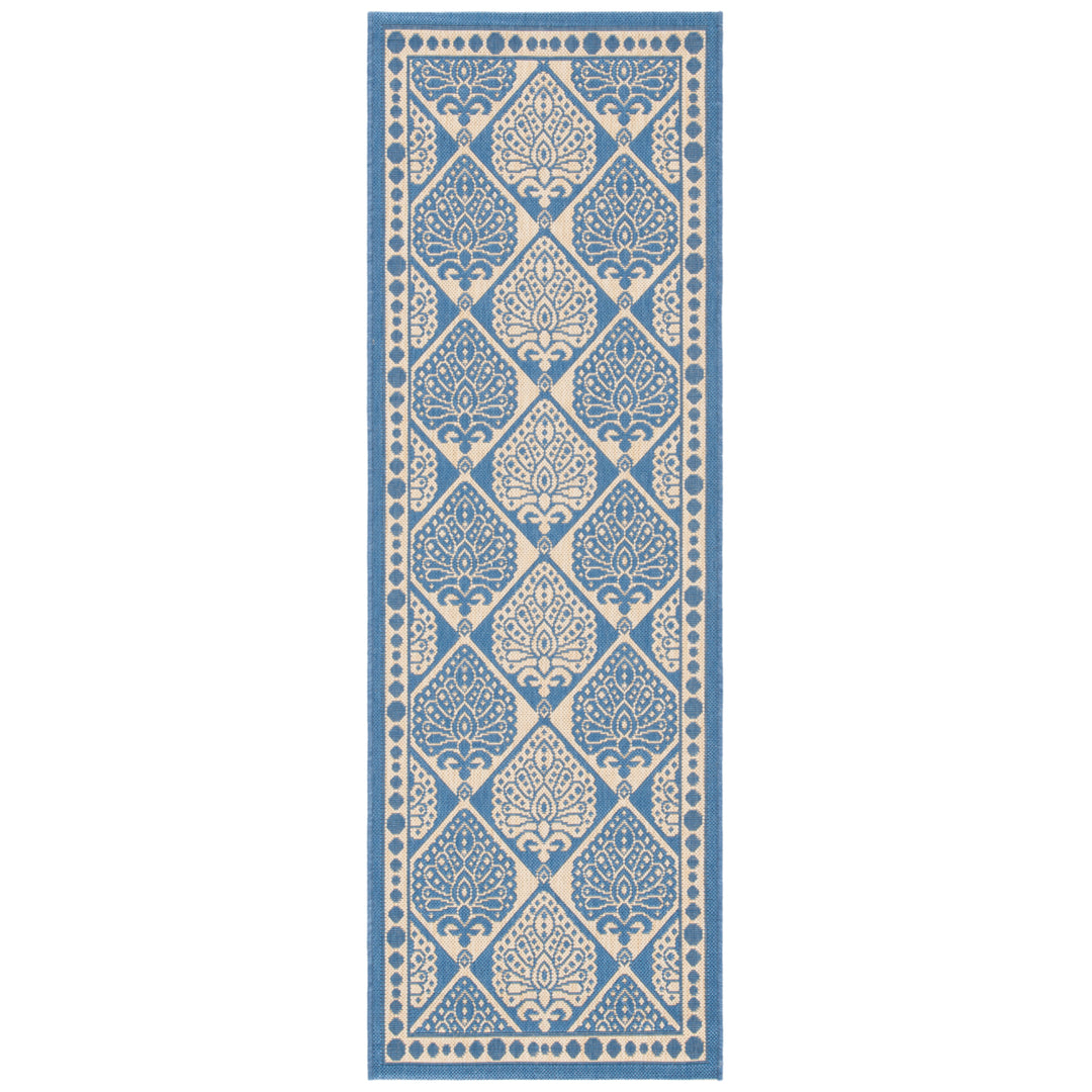 SAFAVIEH Indoor Outdoor CY5149C Courtyard Blue / Ivory Rug Image 4