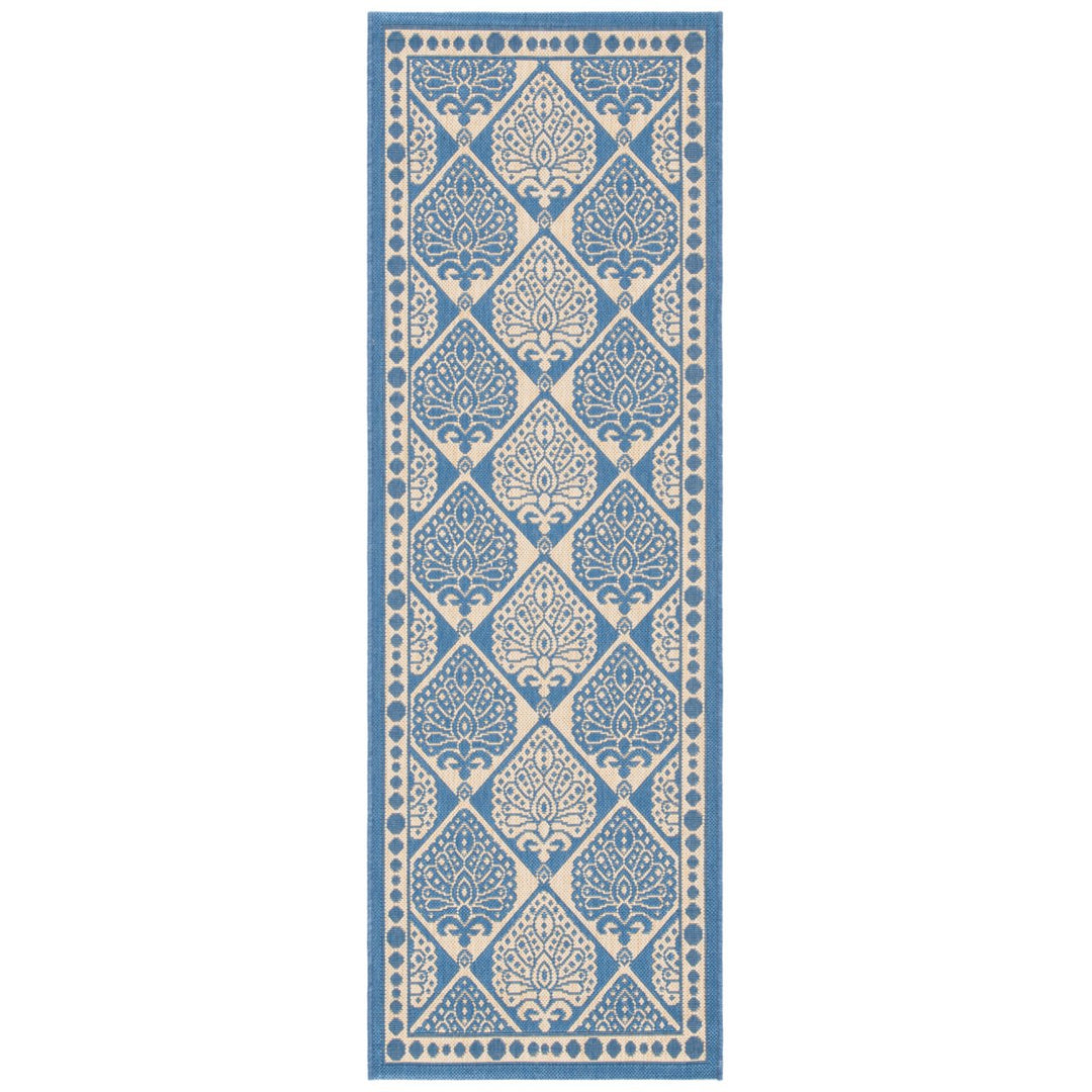 SAFAVIEH Indoor Outdoor CY5149C Courtyard Blue / Ivory Rug Image 1