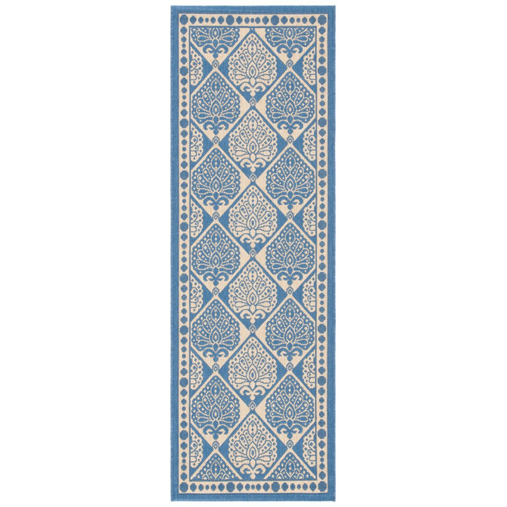 SAFAVIEH Indoor Outdoor CY5149C Courtyard Blue / Ivory Rug Image 1