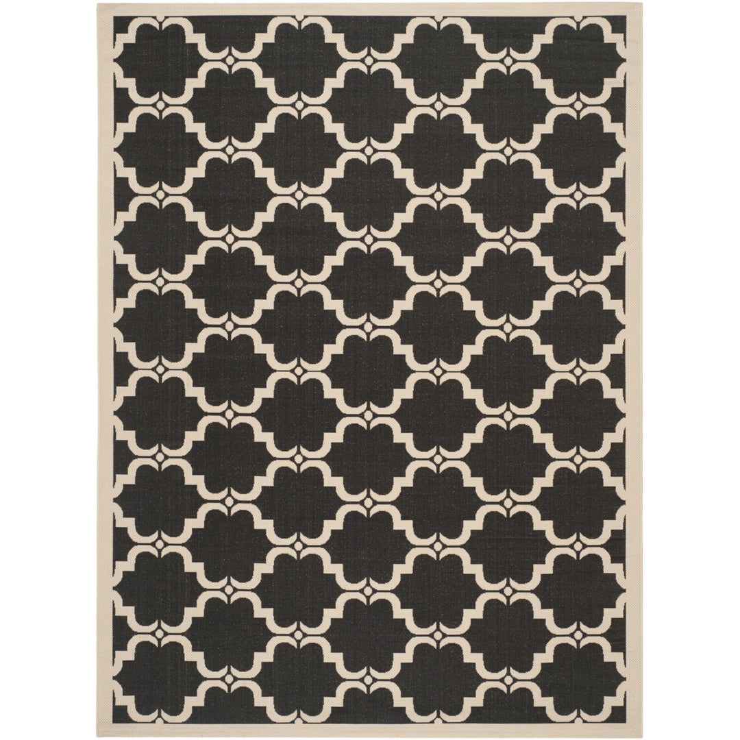 SAFAVIEH Indoor Outdoor CY6009-226 Courtyard Black / Beige Rug Image 1