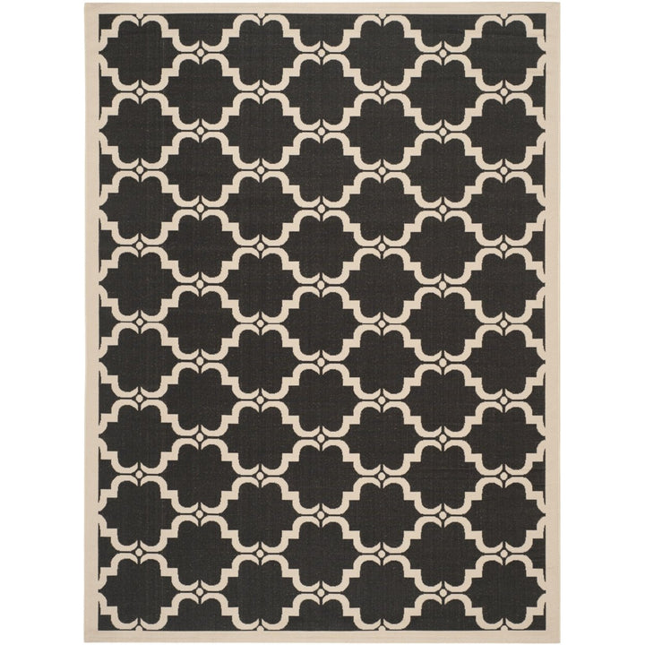 SAFAVIEH Indoor Outdoor CY6009-226 Courtyard Black / Beige Rug Image 1