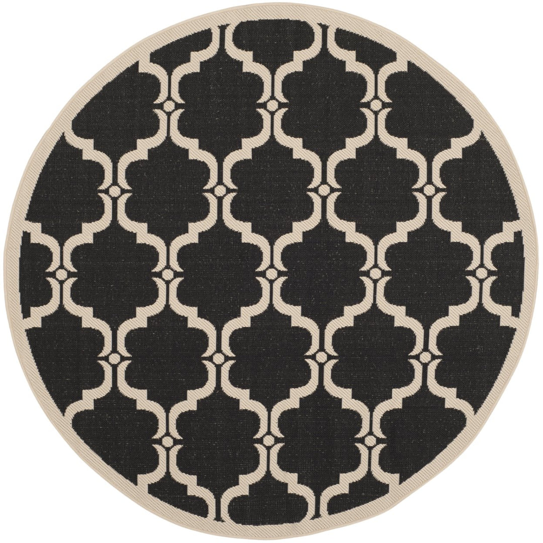 SAFAVIEH Indoor Outdoor CY6009-226 Courtyard Black / Beige Rug Image 1