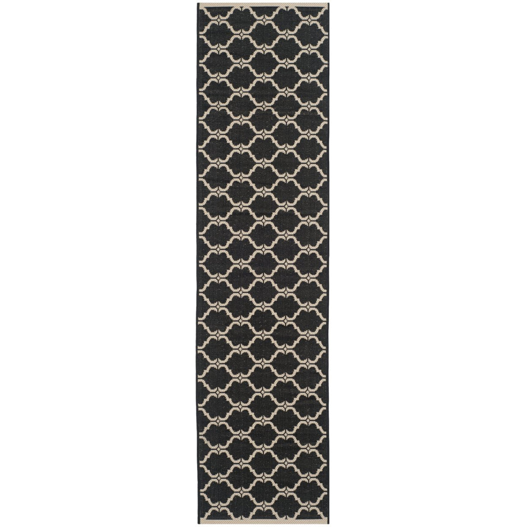 SAFAVIEH Indoor Outdoor CY6009-226 Courtyard Black / Beige Rug Image 1