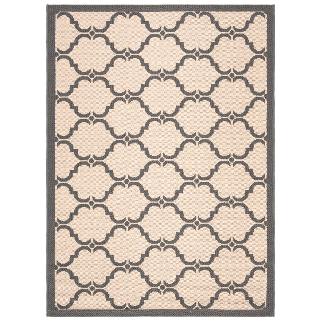 SAFAVIEH Outdoor CY6009-236 Courtyard Beige / Anthracite Rug Image 1