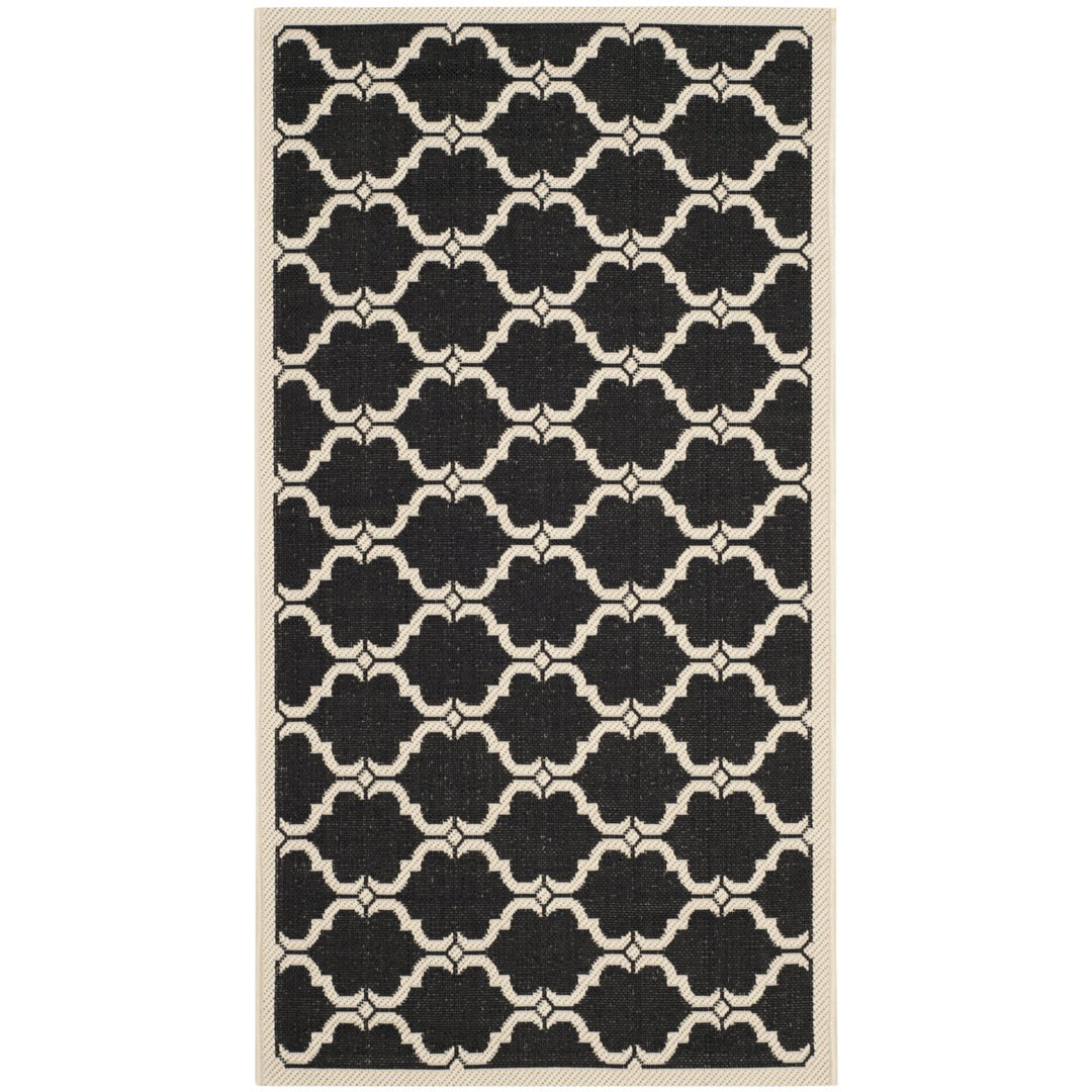 SAFAVIEH Indoor Outdoor CY6009-226 Courtyard Black / Beige Rug Image 1