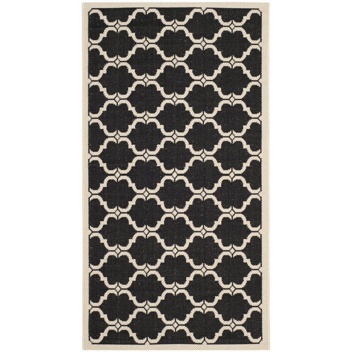 SAFAVIEH Indoor Outdoor CY6009-226 Courtyard Black / Beige Rug Image 1