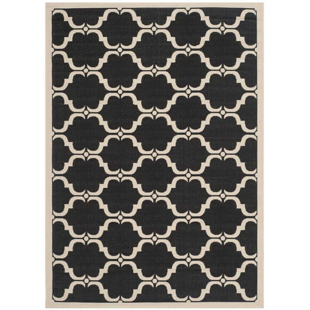 SAFAVIEH Indoor Outdoor CY6009-226 Courtyard Black / Beige Rug Image 1