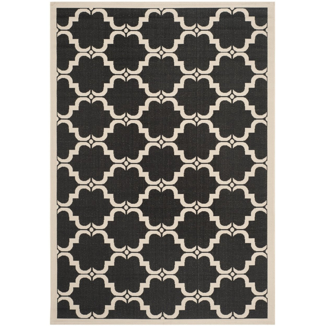 SAFAVIEH Indoor Outdoor CY6009-226 Courtyard Black / Beige Rug Image 1