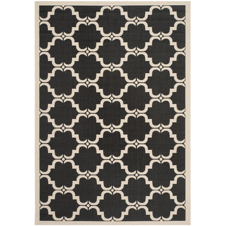 SAFAVIEH Indoor Outdoor CY6009-226 Courtyard Black / Beige Rug Image 1