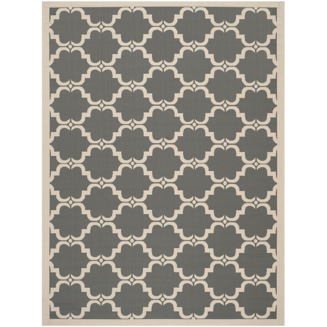 SAFAVIEH Outdoor CY6009-246 Courtyard Anthracite / Beige Rug Image 1